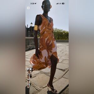 Zara printed midi dress XL